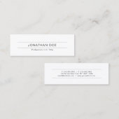 Modernes berufliches elegantes weißes einfaches mini visitenkarte (Vorne/Hinten)