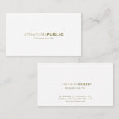 Modernes berufliches elegantes weißes Goldsauberes Visitenkarte (Vorne/Hinten)