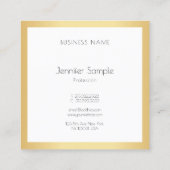 Modernes Berufliches, elegantes, weißes Template Quadratische Visitenkarte (Rückseite)