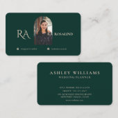 Modernes Berufliches Emerald Green Monogram Foto Visitenkarte (Vorne/Hinten)