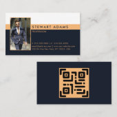 Modernes berufliches Foto aus Marineblau und Gold Visitenkarte (Vorne/Hinten)