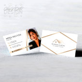 Modernes Berufliches Foto in Weiß und Beige Realto Visitenkarte