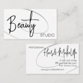 Modernes Berufliches Friseurstudio Schwarz-weiß Visitenkarte (Vorne/Hinten)