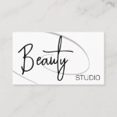 Modernes Berufliches Friseurstudio Schwarz-weiß Visitenkarte (Vorderseite)