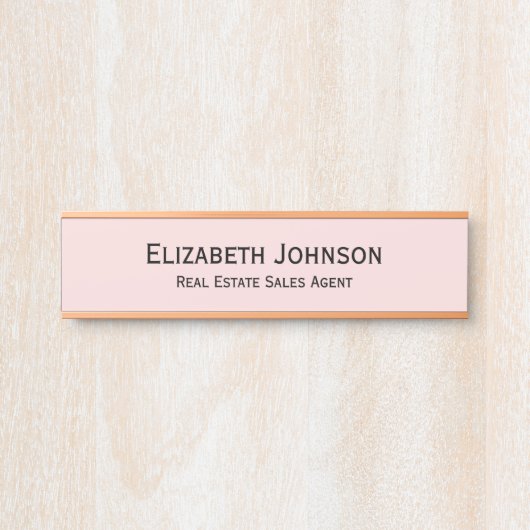 Modernes Berufliches Geschäftsbüro in Pastell Pink Türschild (Vorderseite )