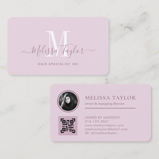Modernes Berufliches Girly-Pink-Foto Visitenkarte (Vorne/Hinten)