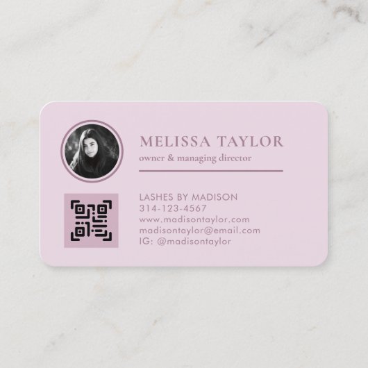 Modernes Berufliches Girly-Pink-Foto Visitenkarte (Rückseite)