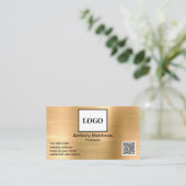 Modernes Berufliches Gold-Add-Logo und QR-Code Visitenkarte (Stehend Vorderseite)