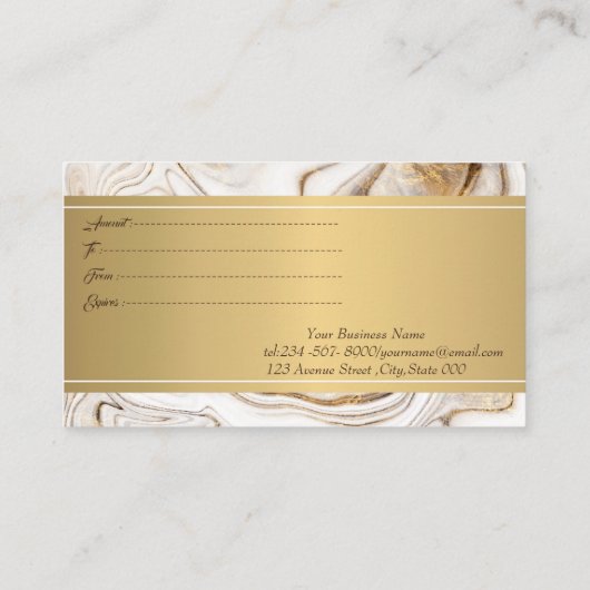 Modernes, Berufliches Gold aus weißem Marmor Rabattkarte (Rückseite)