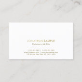 Modernes Berufliches Gold Weißes Elegantes Einfach Visitenkarte (Rückseite)