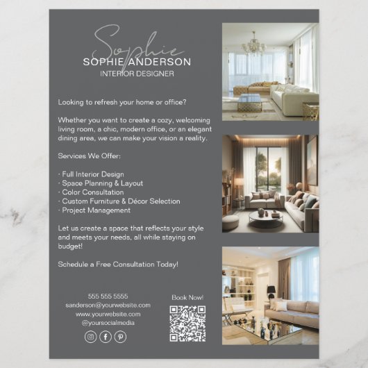 Modernes Berufliches Grauunternehmen Flyer (Vorne)