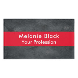 Modernes Berufliches Gray Red Stilvoll Trendy Namenschild
