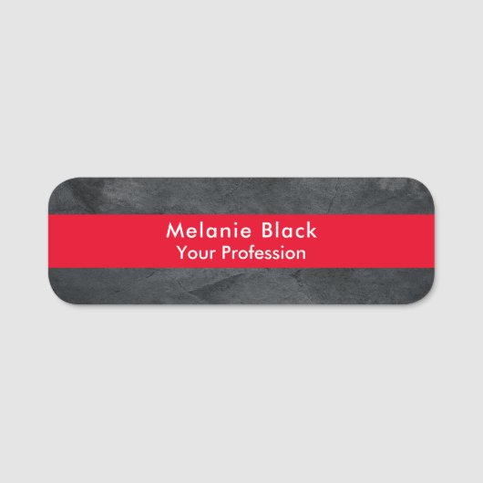 Modernes Berufliches Gray Red Stilvoll Trendy Namensschild (Vorderseite)