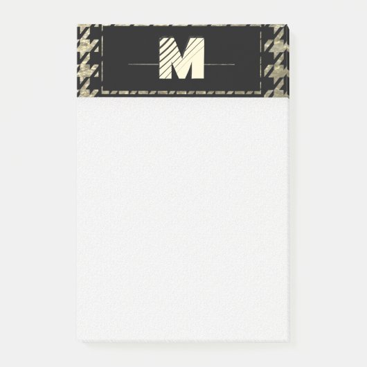 Modernes berufliches Hahnentrittmuster-Monogramm Post-it Klebezettel (Vorderseite)