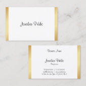 Modernes Berufliches, handgeschriebenes Gold White Visitenkarte (Vorne/Hinten)