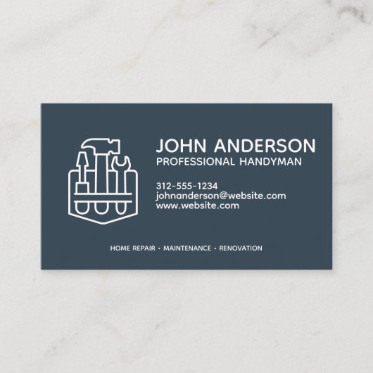 Modernes Berufliches Handyman Services Navy Blue Visitenkarte (Vorderseite)