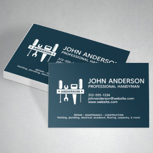 Modernes Berufliches Handyman Services Navy Blue Visitenkarte