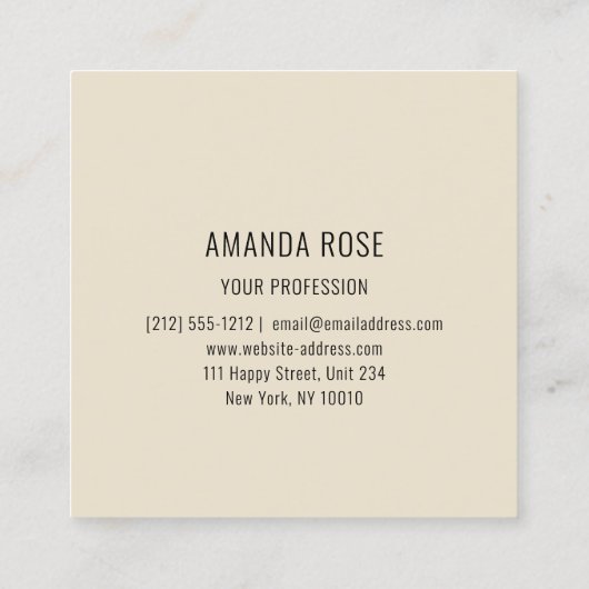Modernes Berufliches, hellfarbenes Logo für Elfenb Quadratische Visitenkarte (Rückseite)