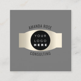 Modernes Berufliches, hellfarbenes Logo Quadratische Visitenkarte