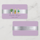 Modernes Berufliches Kaktus Sukkulentes Violet Visitenkarte (Vorne/Hinten)