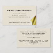 Modernes berufliches Kartenelfenbeingold des Visitenkarte (Vorne/Hinten)