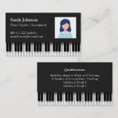 Modernes Berufliches Klavierlehrer-Foto Visitenkarte (Vorne/Hinten)