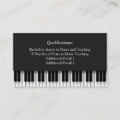 Modernes Berufliches Klavierlehrer-Foto Visitenkarte (Rückseite)