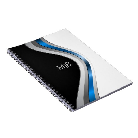 Modernes Berufliches Kurvenmuster mit Monogramm Notizblock (Rechte Seite)