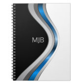 Modernes Berufliches Kurvenmuster mit Monogramm Notizblock (Vorderseite)