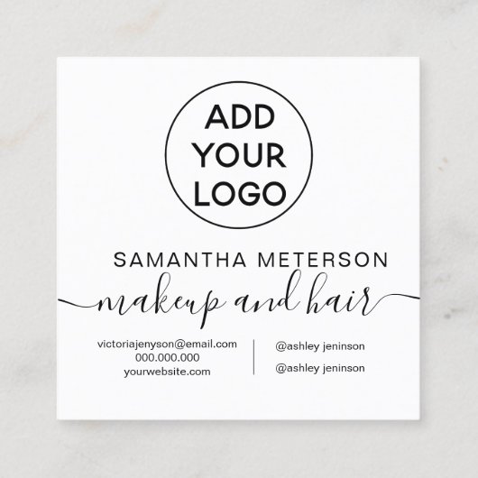 Modernes berufliches Logo Schwarz-weiß hello Quadratische Visitenkarte (Rückseite)