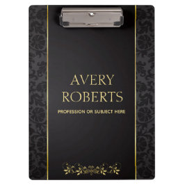 Modernes Berufliches Metallisches Schwarzes Gold Klemmbrett