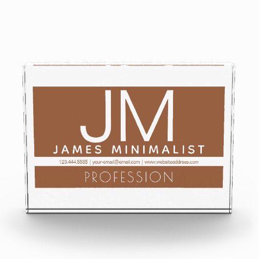 Modernes Berufliches Minimaldesign | Braun und Wei Fotoblock (Vorderseite)