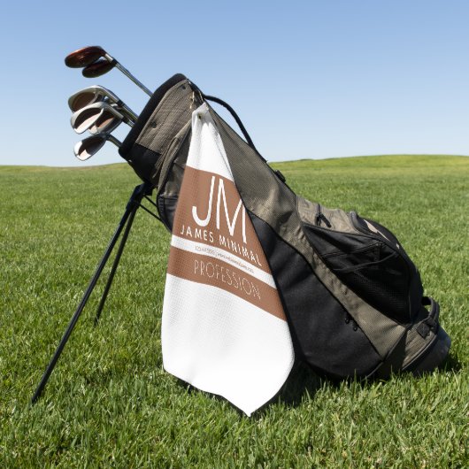 Modernes Berufliches Minimaldesign | Braun und Wei Golfhandtuch (Gras)
