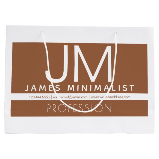 Modernes Berufliches Minimaldesign | Braun und Wei Große Geschenktüte (Rückseite)
