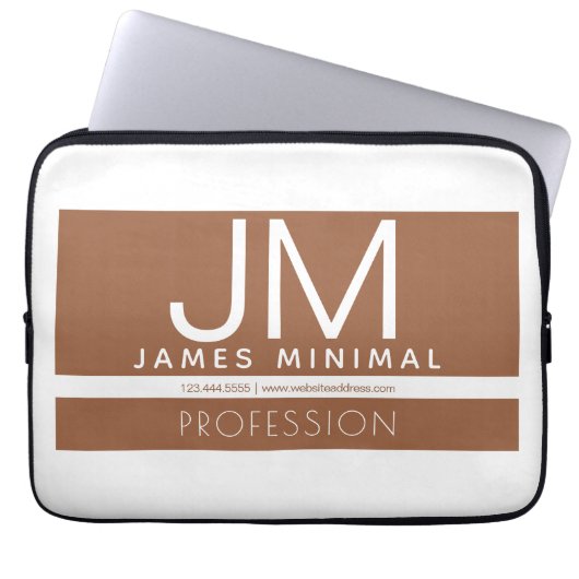 Modernes Berufliches Minimaldesign | Braun und Wei Laptopschutzhülle (Vorderseite)