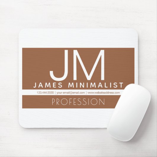 Modernes Berufliches Minimaldesign | Braun und Wei Mousepad (Mit Mouse)