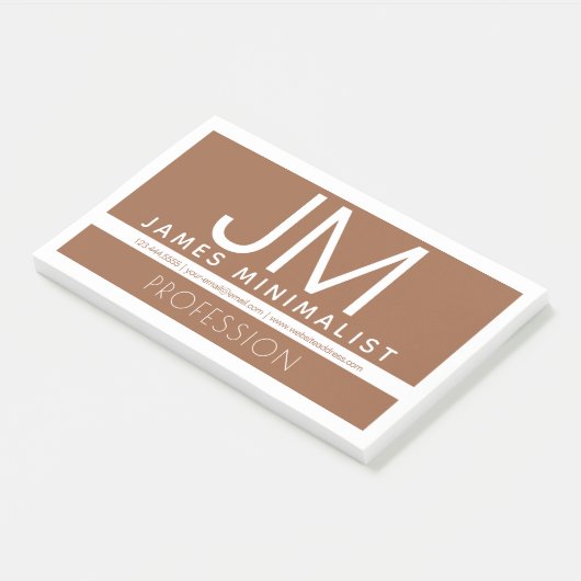 Modernes Berufliches Minimaldesign | Braun und Wei Post-it Klebezettel (angewinkelt)