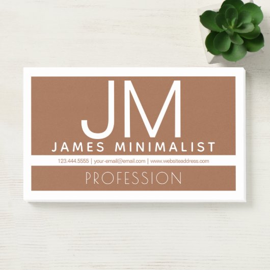 Modernes Berufliches Minimaldesign | Braun und Wei Post-it Klebezettel (Büro)