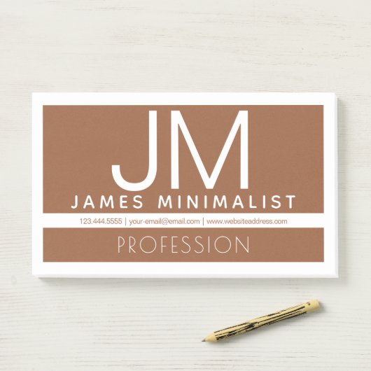 Modernes Berufliches Minimaldesign | Braun und Wei Post-it Klebezettel (Auf Schreibtisch)