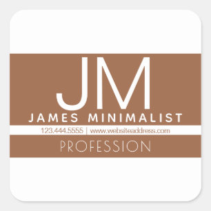 Modernes Berufliches Minimaldesign   Braun und Wei Quadratischer Aufkleber