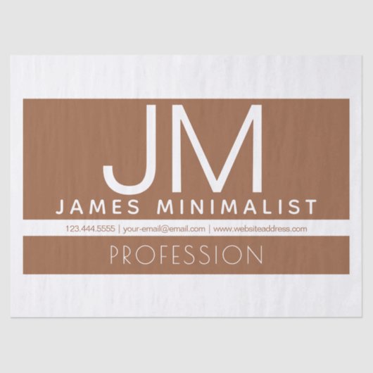 Modernes Berufliches Minimaldesign | Braun und Wei Seidenpapier (Vorderseite)
