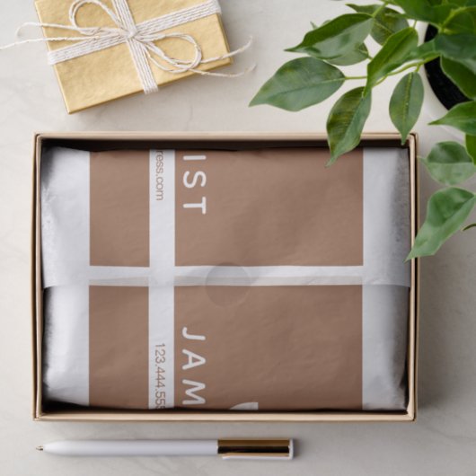 Modernes Berufliches Minimaldesign | Braun und Wei Seidenpapier (Geschenk)