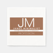 Modernes Berufliches Minimaldesign | Braun und Wei Serviette (Vorderseite)