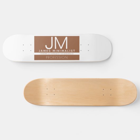 Modernes Berufliches Minimaldesign | Braun und Wei Skateboard (Horizontal)