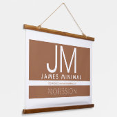 Modernes Berufliches Minimaldesign | Braun und Wei Wandteppich Mit Holzrahmen (Gewinkelt)