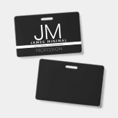 Modernes Berufliches Minimaldesign | Schwarz und W Ausweis (Vorder- & Rückseite)