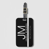 Modernes Berufliches Minimaldesign | Schwarz und W Gepäckanhänger (Vorderseite Vertikal)