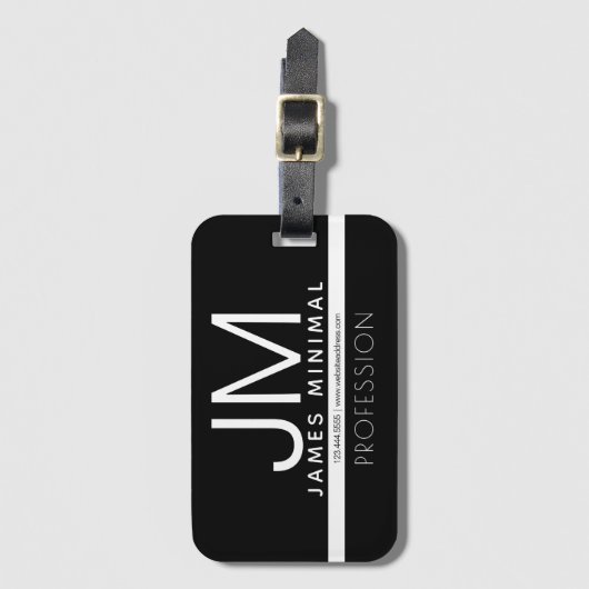 Modernes Berufliches Minimaldesign | Schwarz und W Gepäckanhänger (Vorderseite Vertikal)