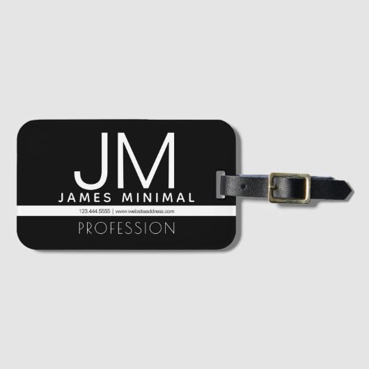 Modernes Berufliches Minimaldesign | Schwarz und W Gepäckanhänger (Vorderseite (Horizontal))