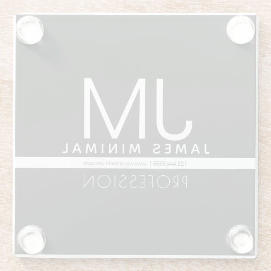 Modernes Berufliches Minimaldesign | Schwarz und W Glasuntersetzer (Rückseite)